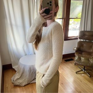 Theory Jaidyn Veiling Wool Blend Boucle Sweater Cream Size Medium